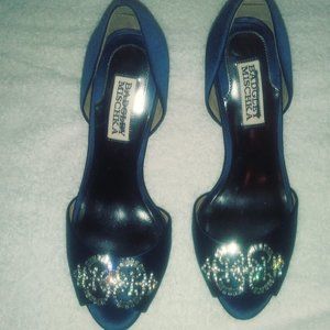 Badgely Mischka Embellished Satin Heels